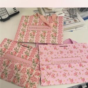 LoveShackFancy Pink and Cream Floral Bags